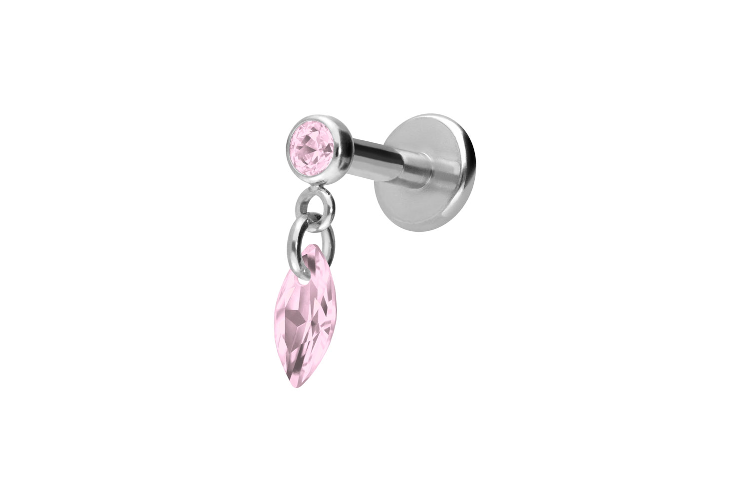 Titan Labret Piercing mit Innengewinde KRISTALLOVAL